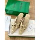 Bottega Veneta Bunnie Flat Mules In Beige Patent Leather