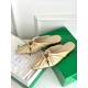 Bottega Veneta Bunnie Flat Mules In Beige Patent Leather