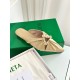 Bottega Veneta Bunnie Flat Mules In Beige Patent Leather