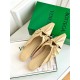 Bottega Veneta Bunnie Flat Mules In Beige Patent Leather