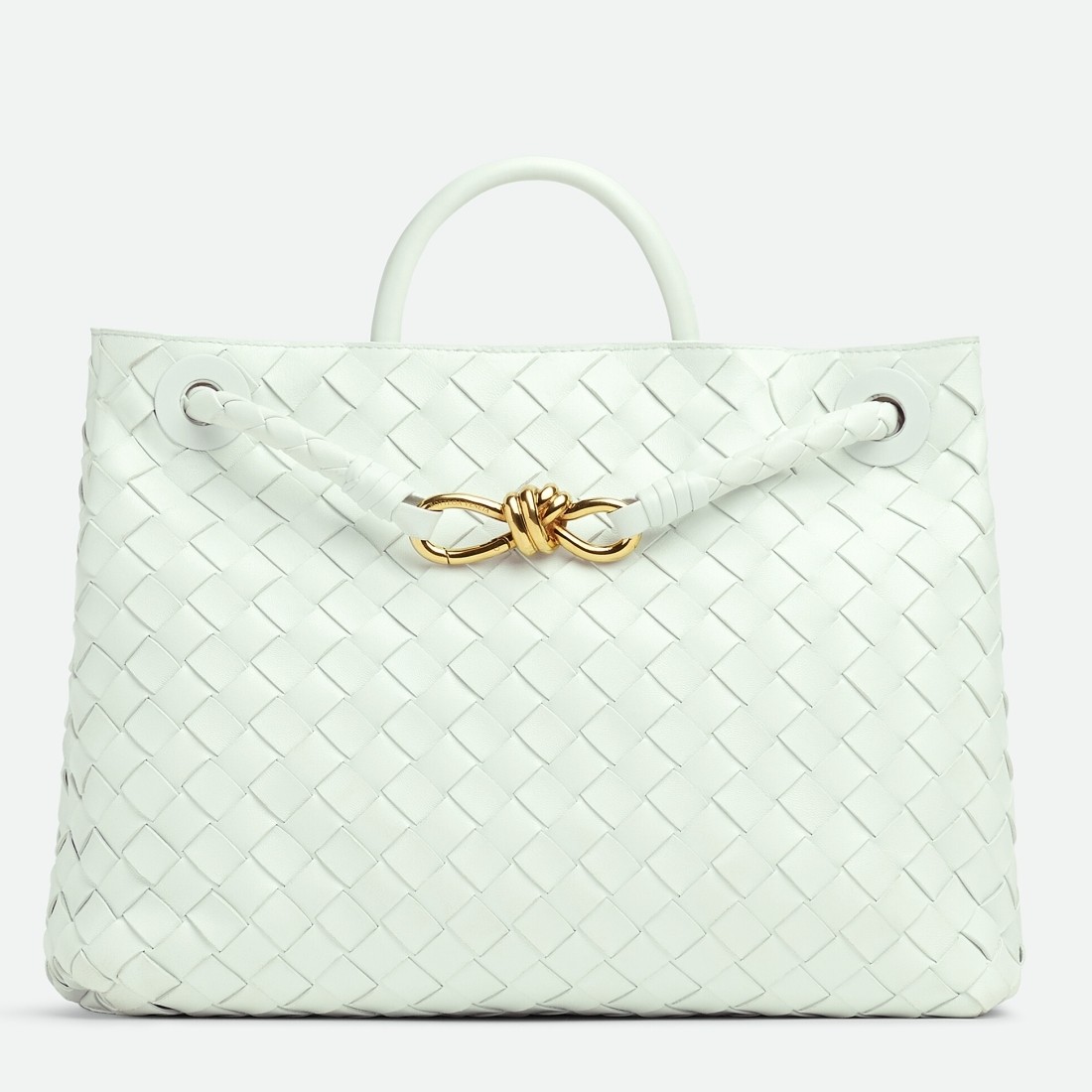 Bottega Veneta Andiamo Medium Bag In Glacier Intrecciato Lambskin