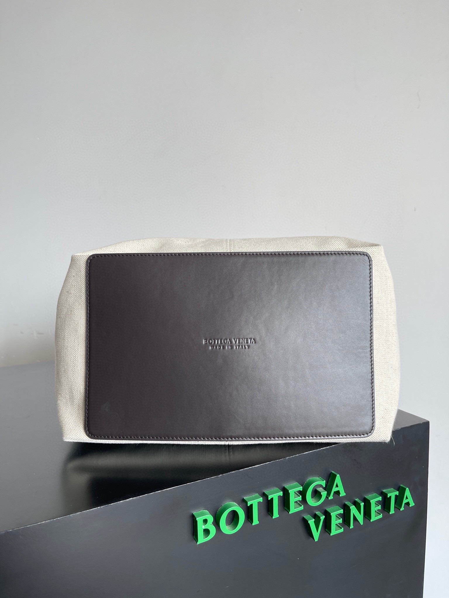 Bottega Veneta Medium Flip Flap Bag in Canvas with Fondant Leather