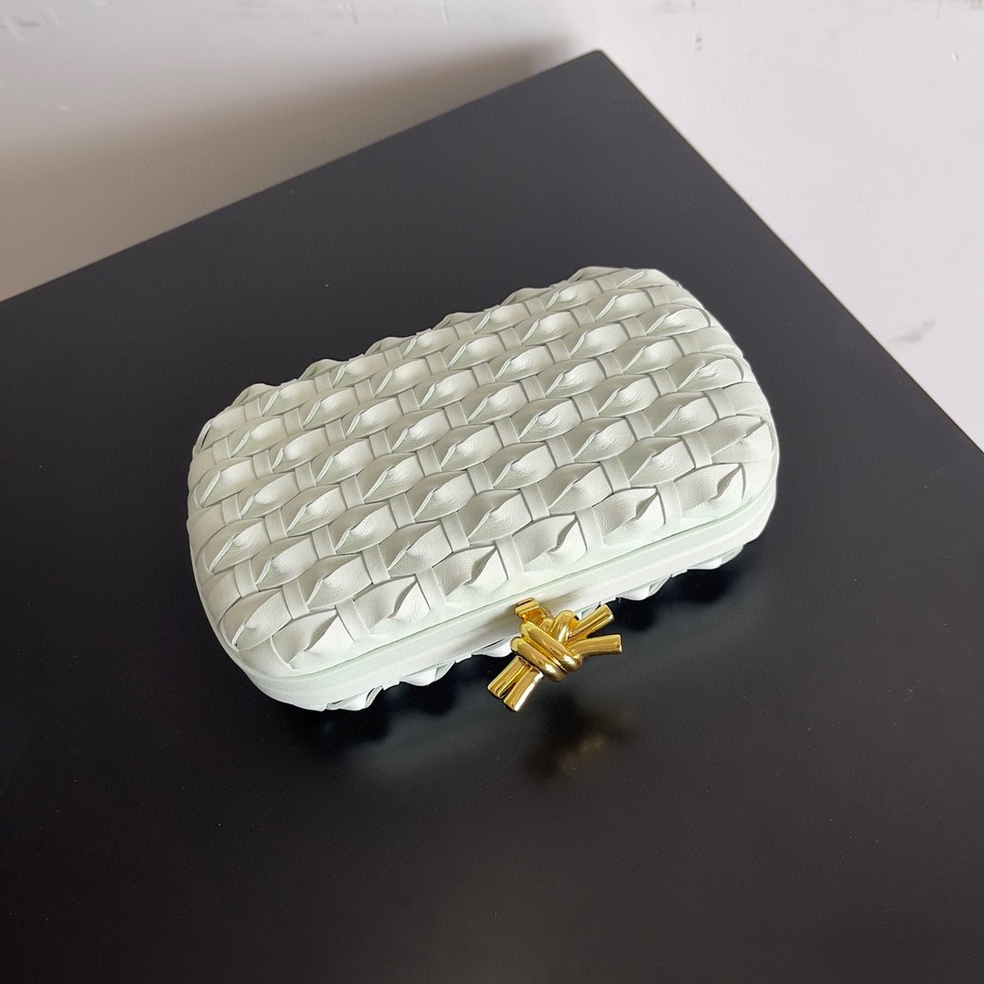 Bottega Veneta Knot Minaudiere Clutch In Glacier Intreccio Leather