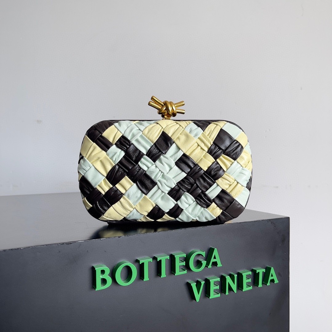 Bottega Veneta Knot Minaudiere Clutch In Multicolour Intrecciato Lambskin