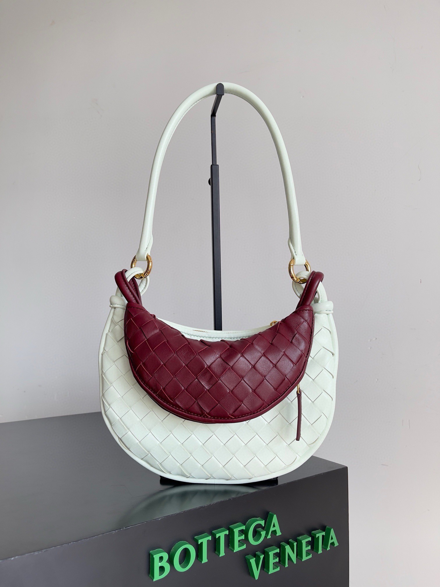 Bottega Veneta Gemelli Small Bag in Glacier/Barolo Intrecciato Lambskin