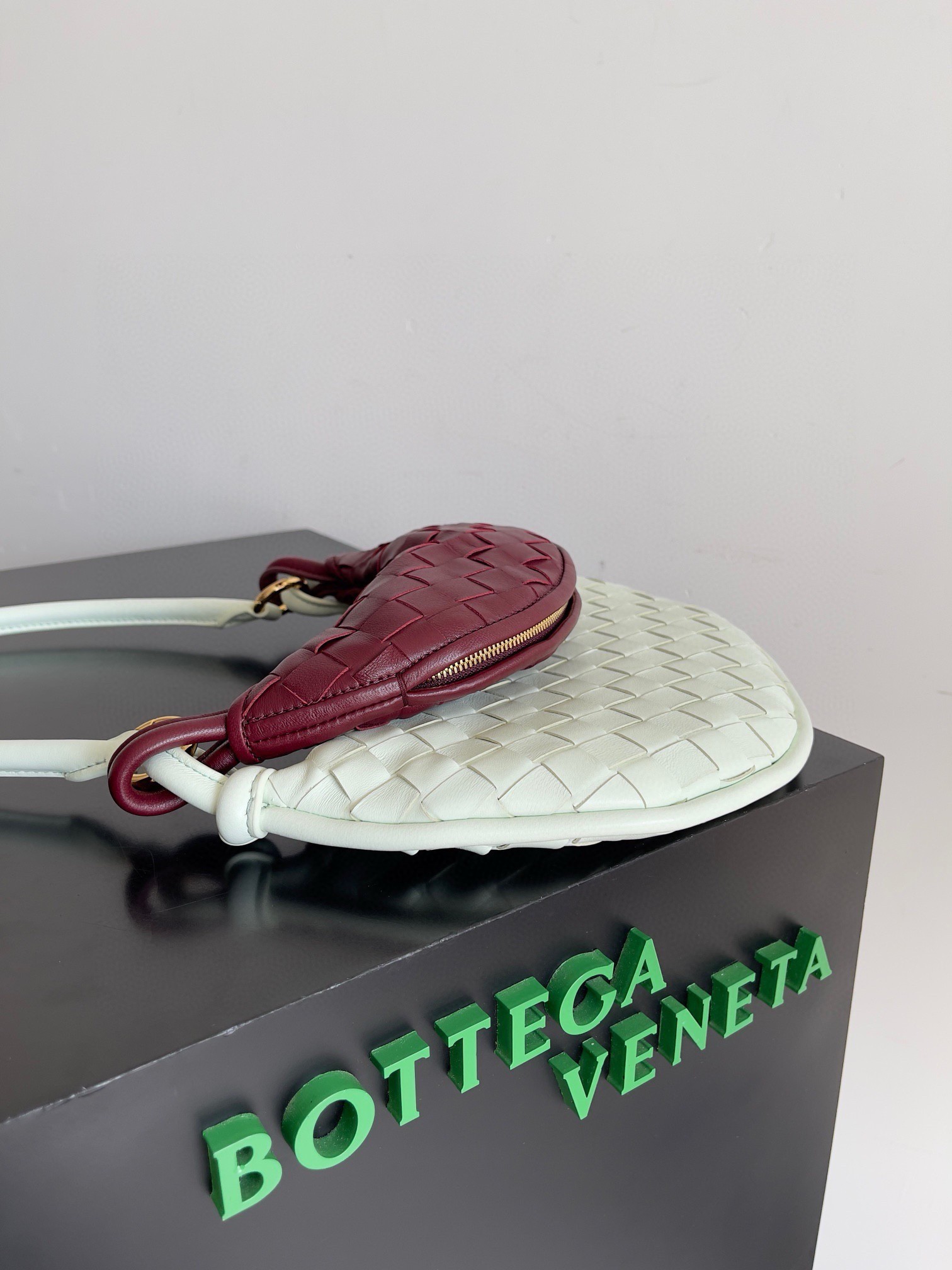 Bottega Veneta Gemelli Small Bag in Glacier/Barolo Intrecciato Lambskin