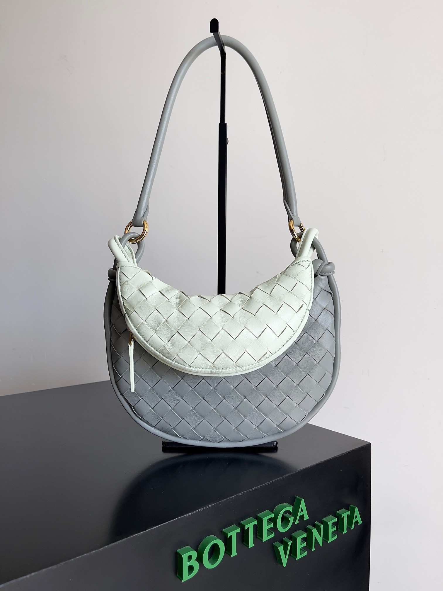 Bottega Veneta Gemelli Small Bag in Grey/Glacier Intrecciato Lambskin