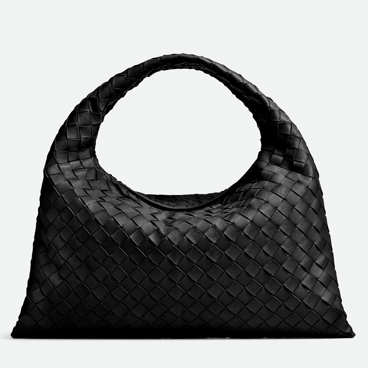 Bottega Veneta Small Hop Bag in Black Intrecciato Calfskin