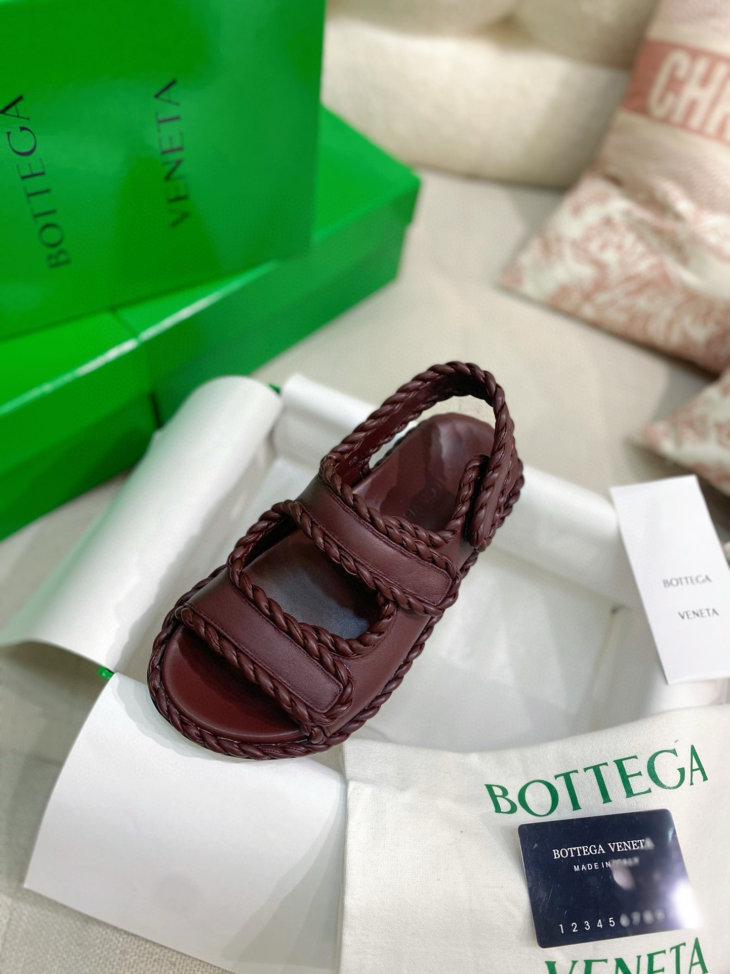 Bottega Veneta Jack Flat Slingback Sandals in Bordeaux Lambskin