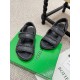 Bottega Veneta Jack Flat Slingback Sandals in Black Lambskin