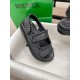 Bottega Veneta Jack Flat Slingback Sandals in Black Lambskin