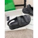 Bottega Veneta Jack Flat Slingback Sandals in Black Lambskin