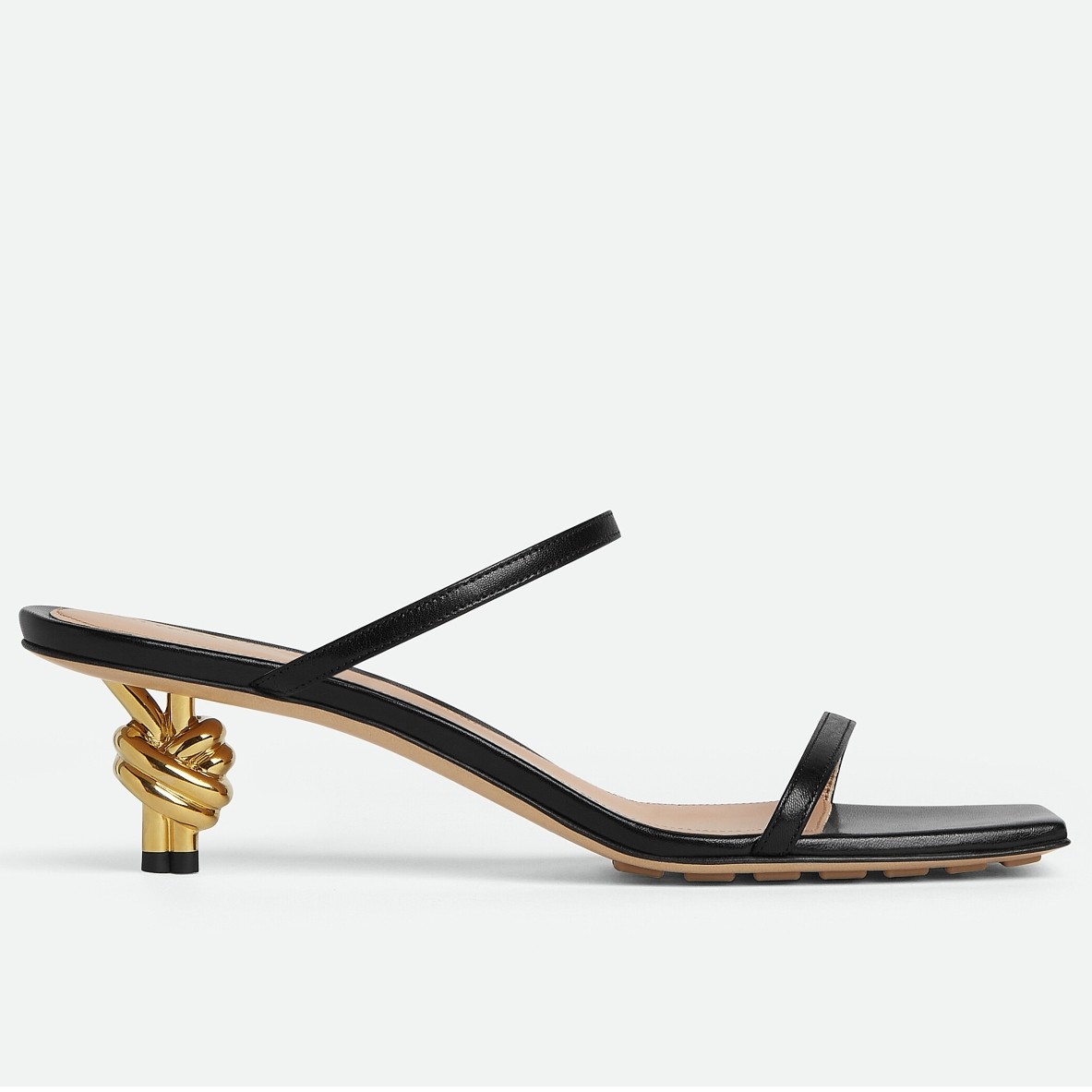 Bottega Veneta Knot Sandals 45mm in Black Lambskin