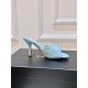 Bottega Veneta Blink Mules 80mm in Blue Intrecciato Lambskin