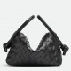 Bottega Veneta Small Loop Crossbody Bag In Black Intrecciato Lambskin