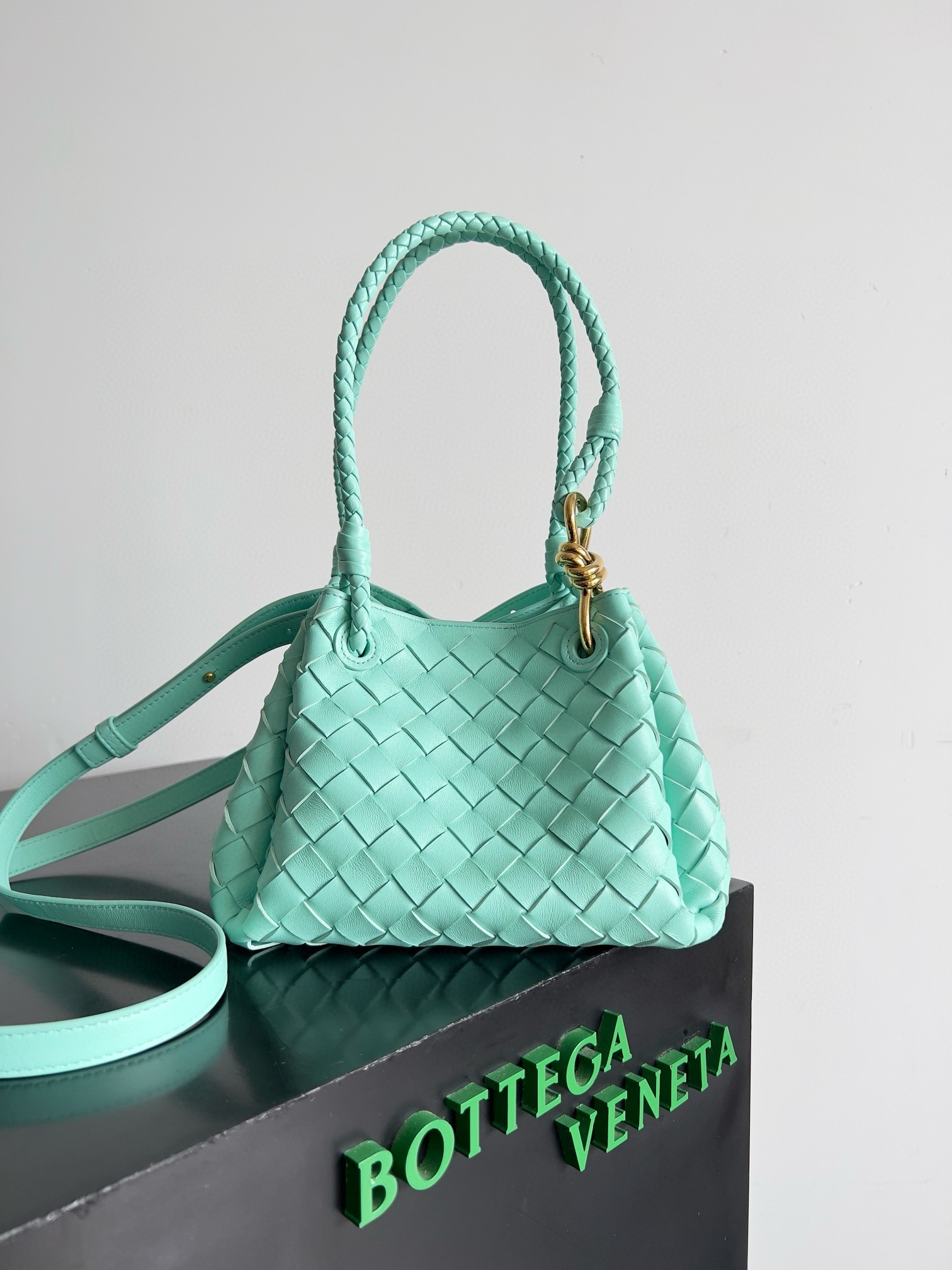 Bottega Veneta Parachute Small Bag in Green Oasis Intrecciato Lambskin