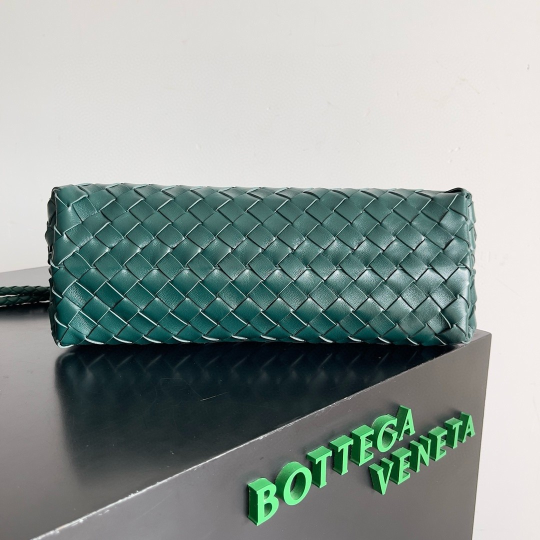 Bottega Veneta Andiamo Small East/West Bag in Green Intrecciato Lambskin