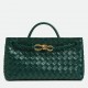 Bottega Veneta Andiamo Small East/West Bag in Green Intrecciato Lambskin