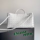 Bottega Veneta Andiamo Small East/West Bag in White Intrecciato Lambskin