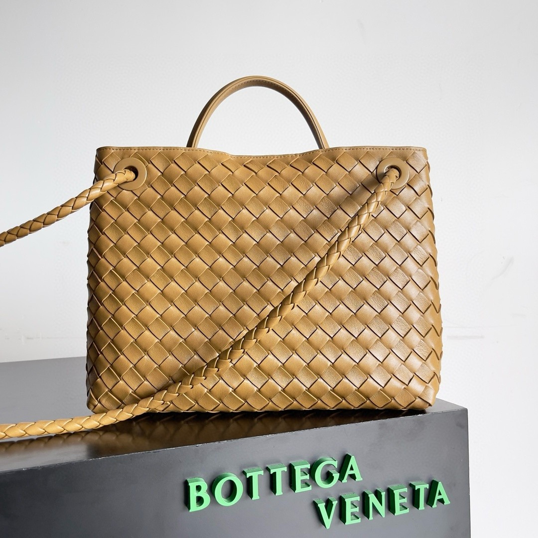 Bottega Veneta Medium Andiamo Bag In Praline Intrecciato Lambskin