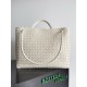 Bottega Veneta Andiamo Large Bag in White Intrecciato Lambskin