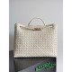 Bottega Veneta Andiamo Large Bag in White Intrecciato Lambskin