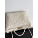 Bottega Veneta Andiamo Large Bag in White Intrecciato Lambskin