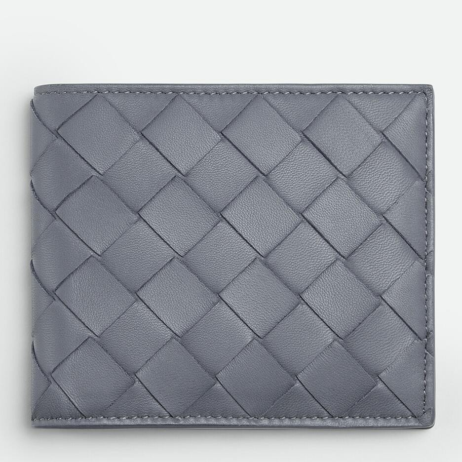 Bottega Veneta Bi-fold Wallet in Thunder Intrecciato Calfskin