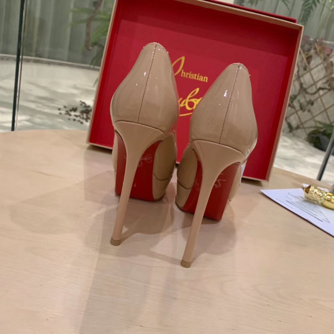 Christian Louboutin Nude Patent Fetish Peep 130mm Pumps