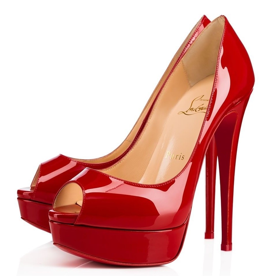 Christian Louboutin Red Patent Fetish Peep 130mm Pumps