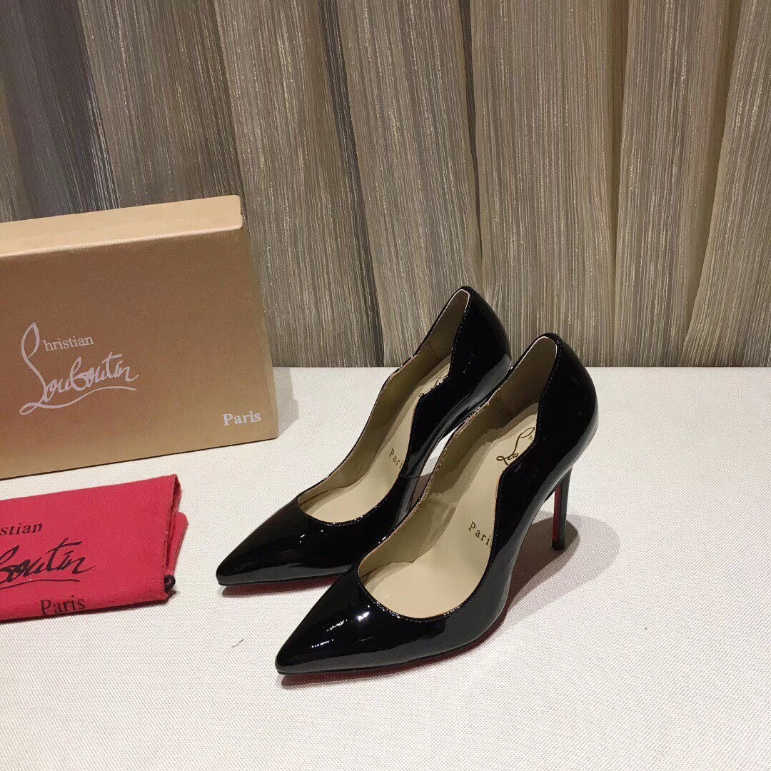 Christian Louboutin Black Patent Hot Chick 100mm Pumps