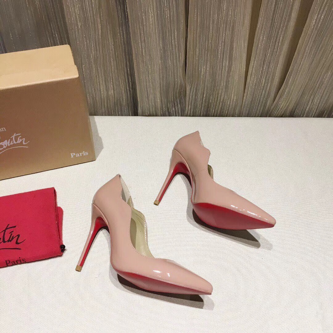 Christian Louboutin Nude Patent Hot Chick 100mm Pumps