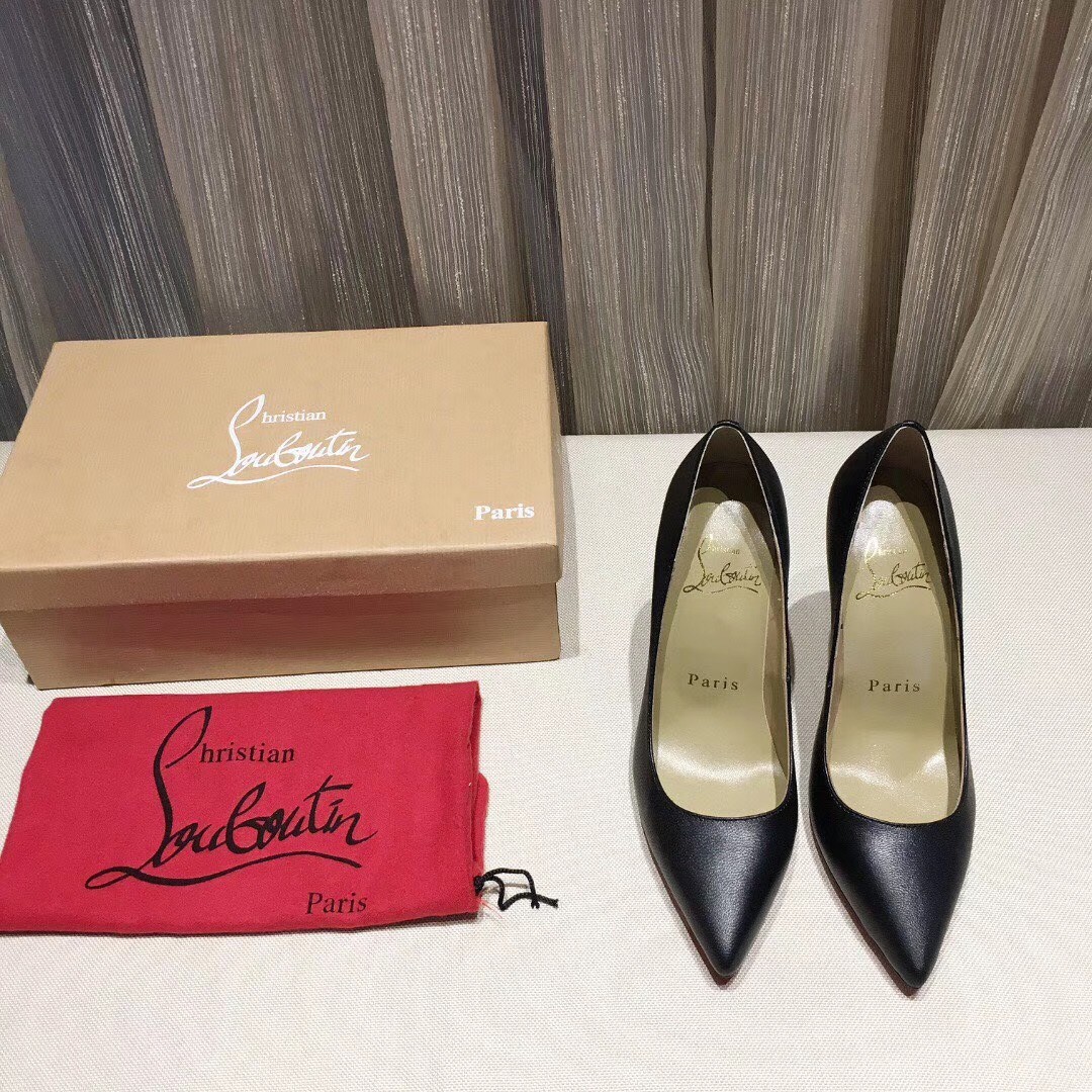 Christian Louboutin Black Lambskin Kate 100mm Pumps