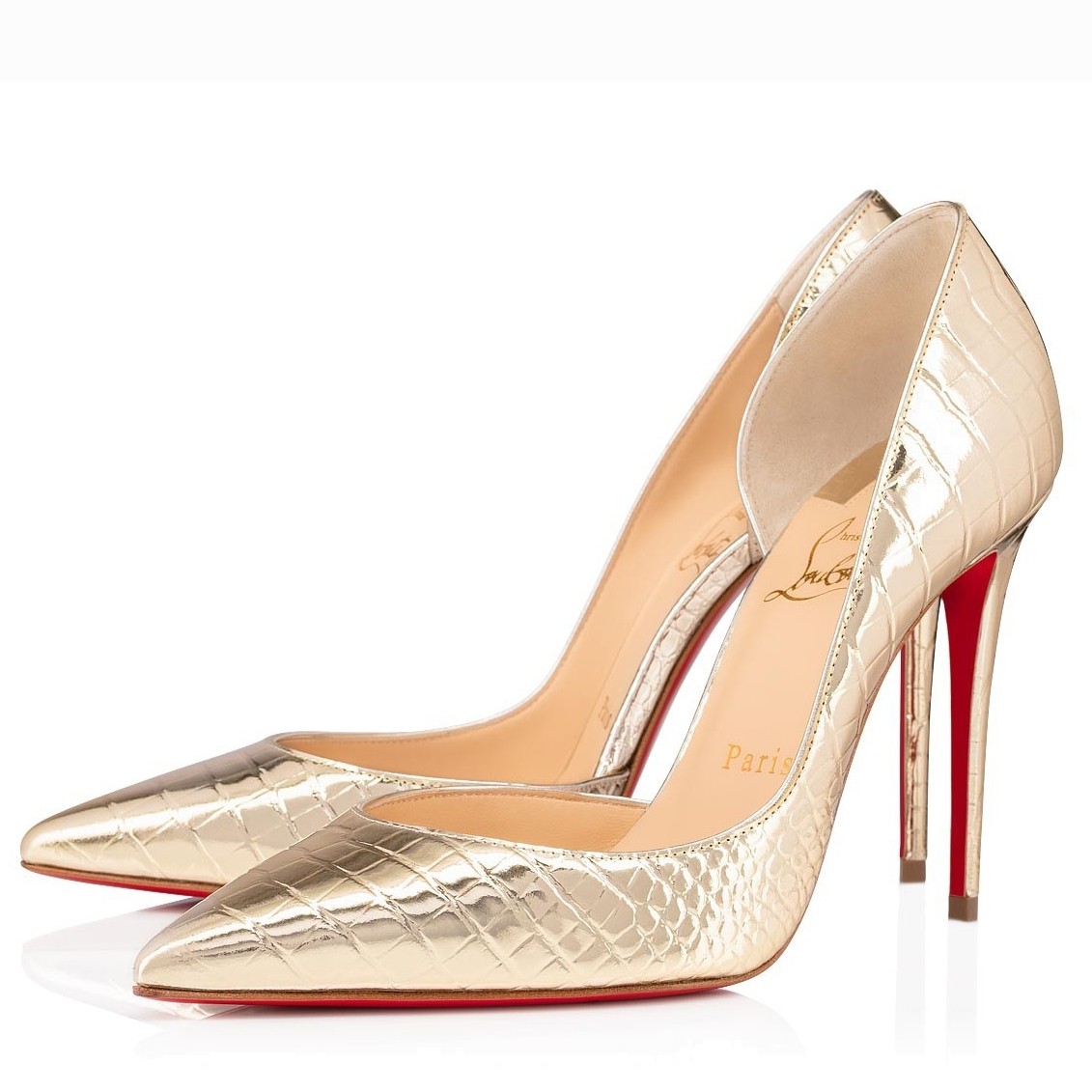 Christian Louboutin Crocodile Embossed Iriza 100mm Pumps