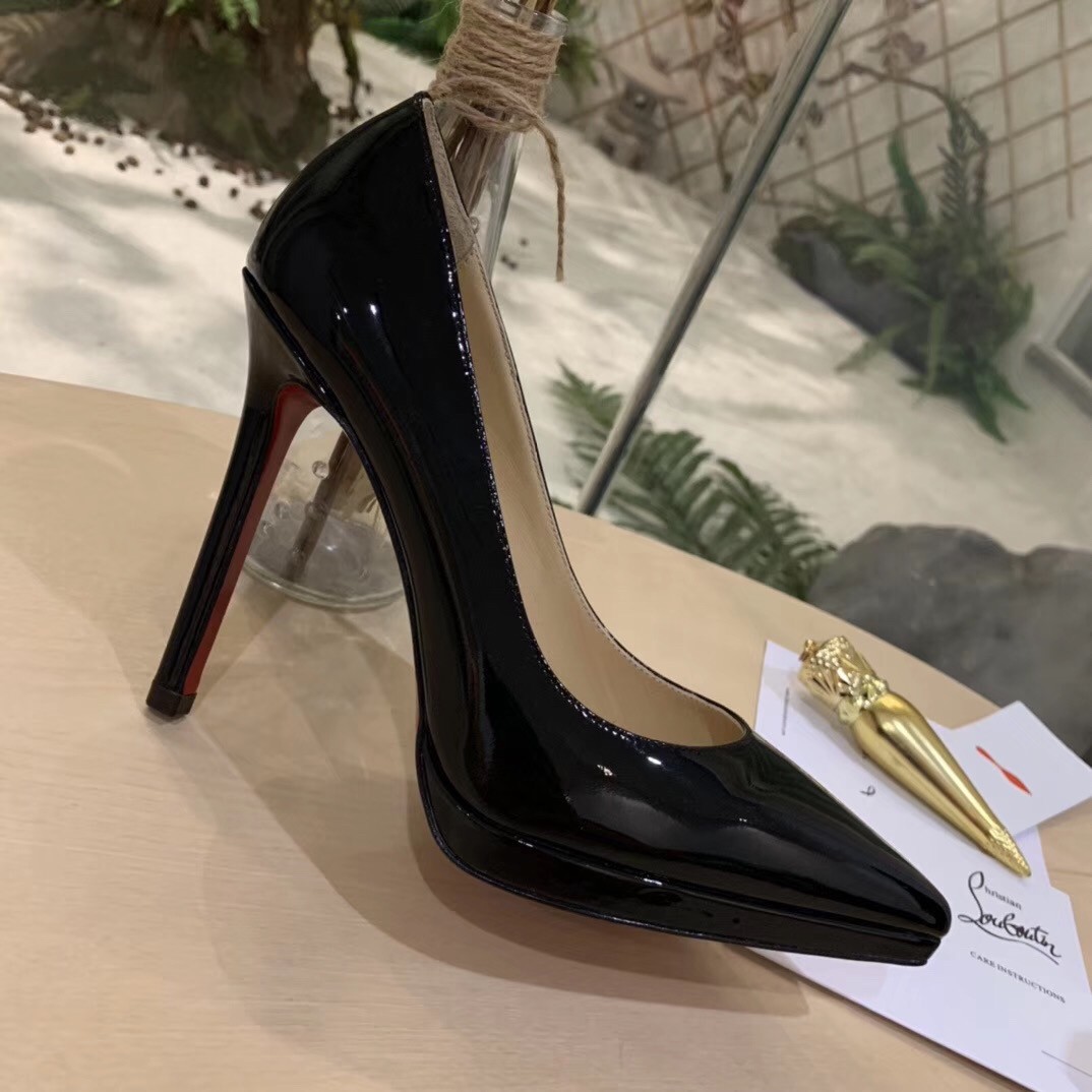 Christian Louboutin Black Patent Pigalle Plato 100mm Pumps