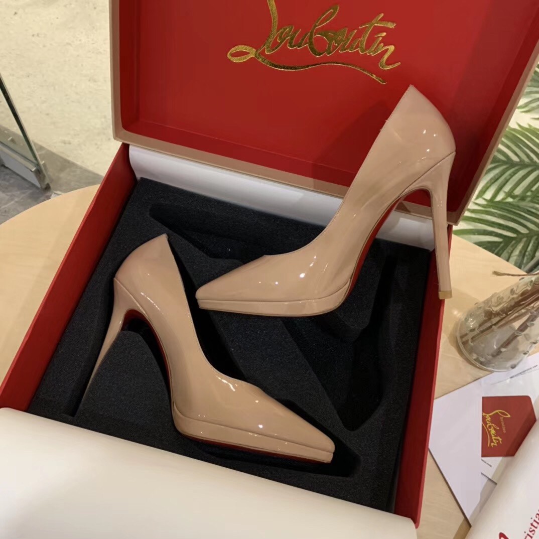 Christian Louboutin Nude Patent Pigalle Plato 100mm Pumps