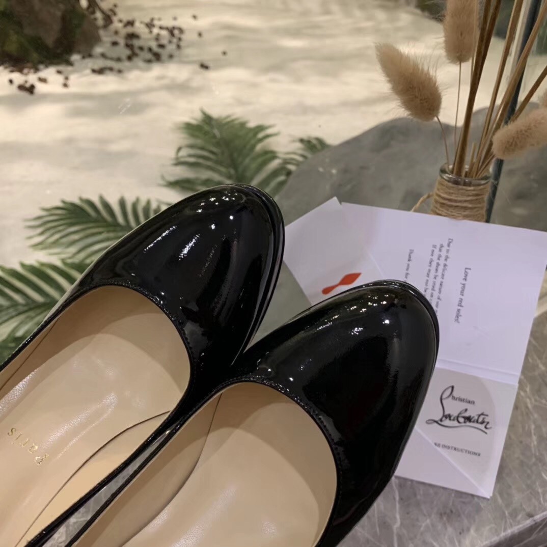 Christian Louboutin Black Patent New Simple 85mm Pumps