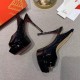 Christian Louboutin Black Patent Lady Peep Sling Pumps 130mm