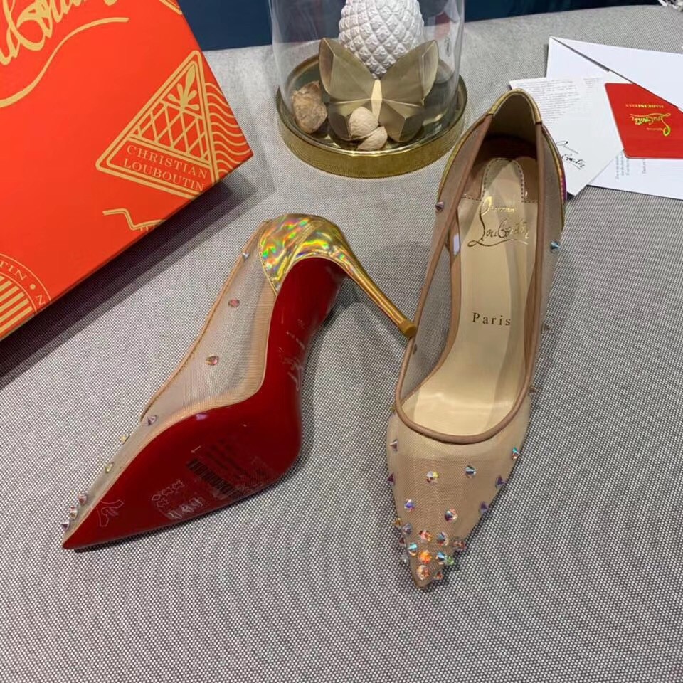 Christian Louboutin Degra 100 Crystal Stud-embellished Pumps