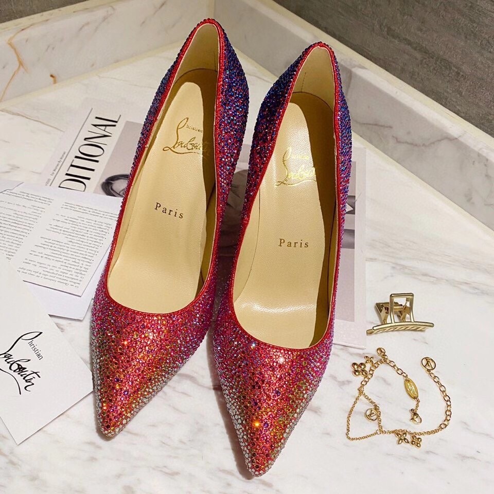 Christian Louboutin Red Kate Strass Degrade Pumps 100mm