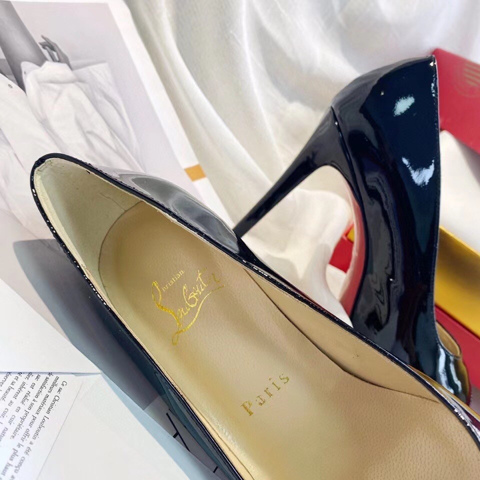 Christian Louboutin Black Patent New Very Prive 100mm Pumps