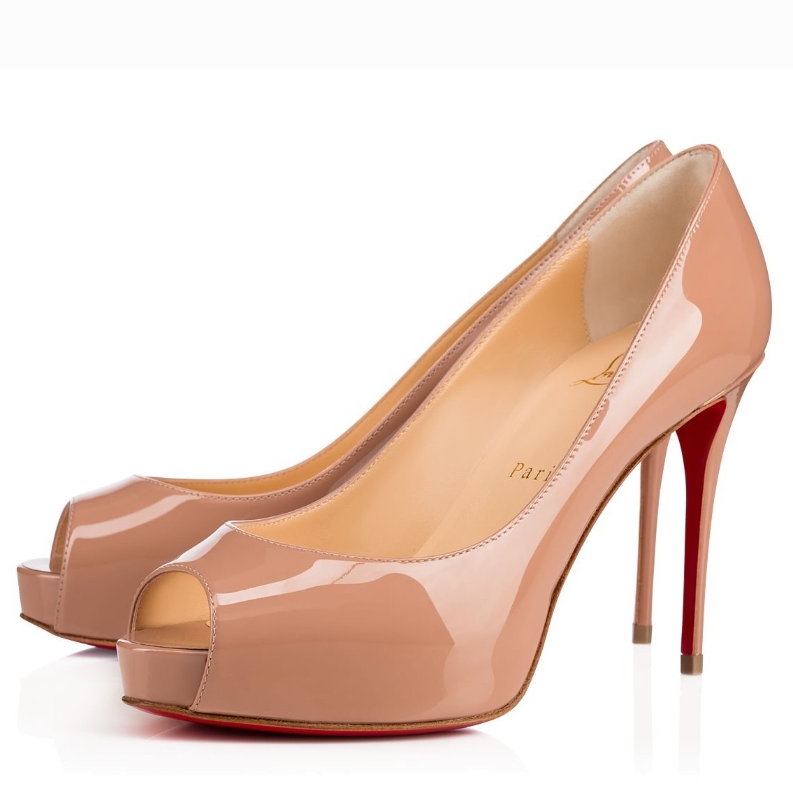 Christian Louboutin Nude Patent New Very Prive 100mm Pumps