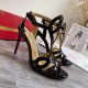 Christian Louboutin Black Patent Double L 100mm Sandals