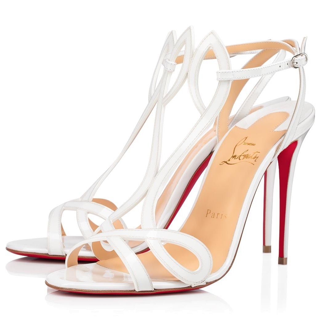 Christian Louboutin White Patent Double L 100mm Sandals