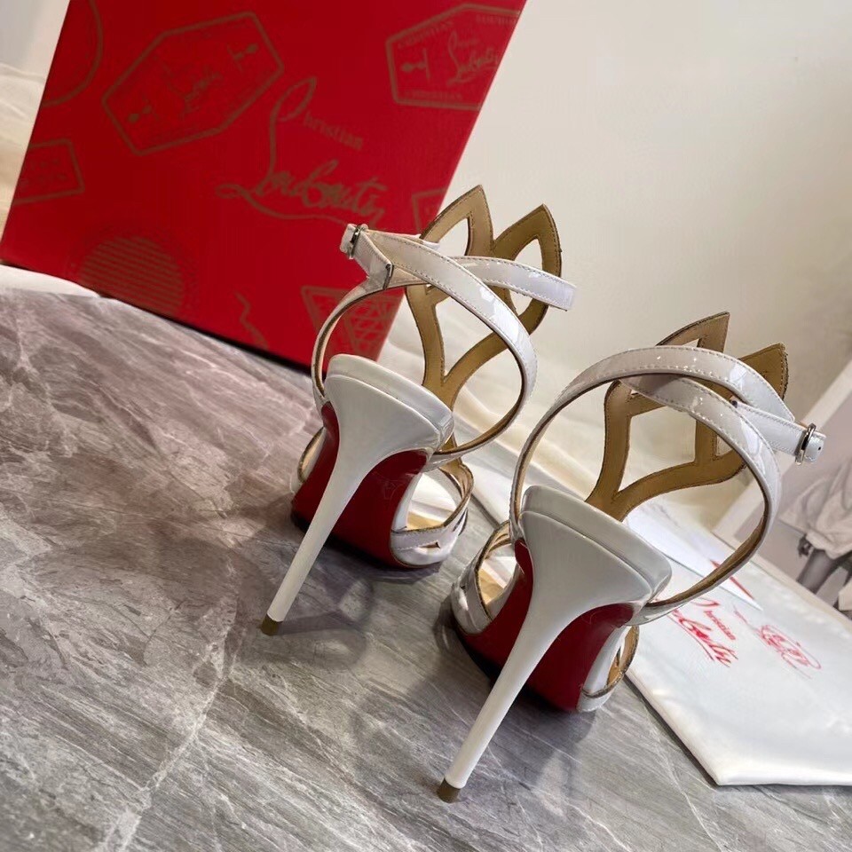 Christian Louboutin White Patent Double L 100mm Sandals