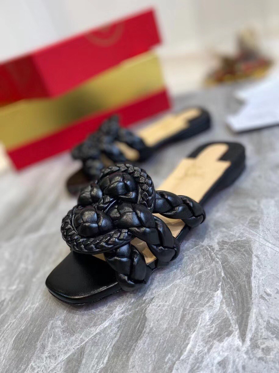 Christian Louboutin Black Nappa Marmela Flat Sandals