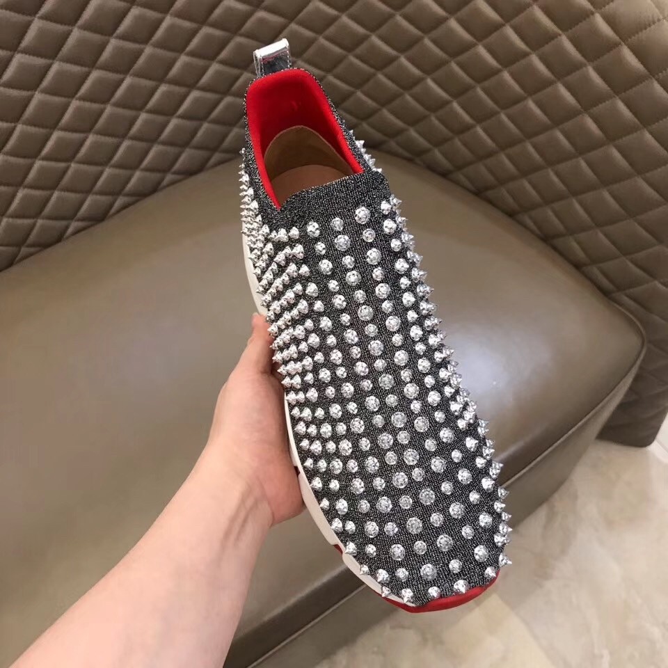 Christian Louboutin Women's Grey Spiky Sock Donna Sneakers