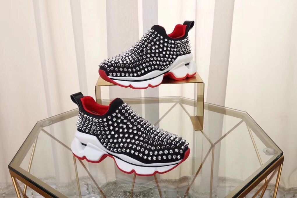 Christian Louboutin Women's Black Spike Sock Donna Sneakers