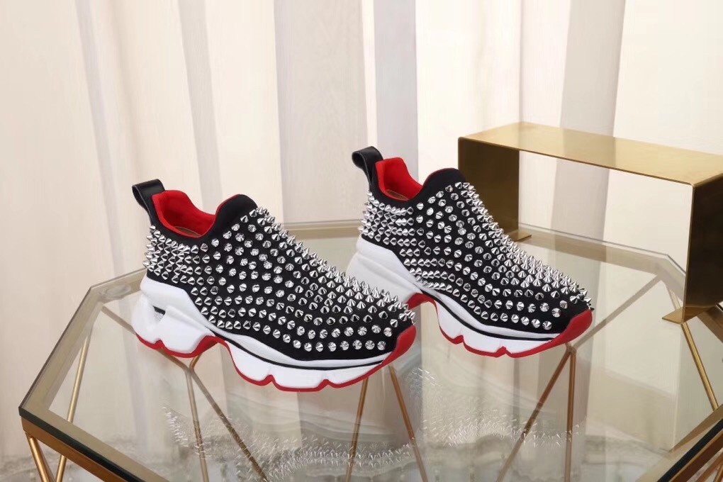 Christian Louboutin Women's Black Spike Sock Donna Sneakers