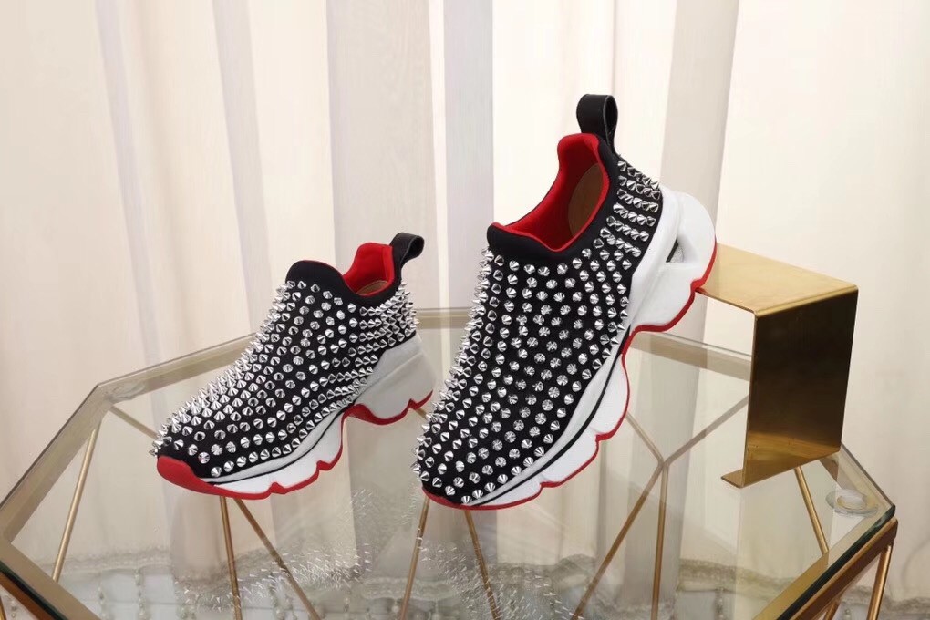 Christian Louboutin Women's Black Spike Sock Donna Sneakers